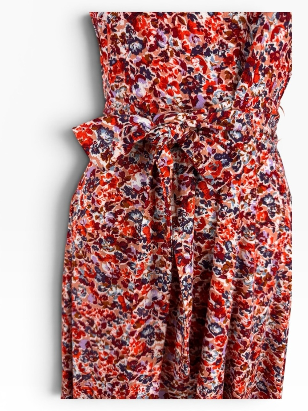 American Eagle Floral One Shoulder Midi Dress Tie Waist Boho Size Small - Picture 4 of 7